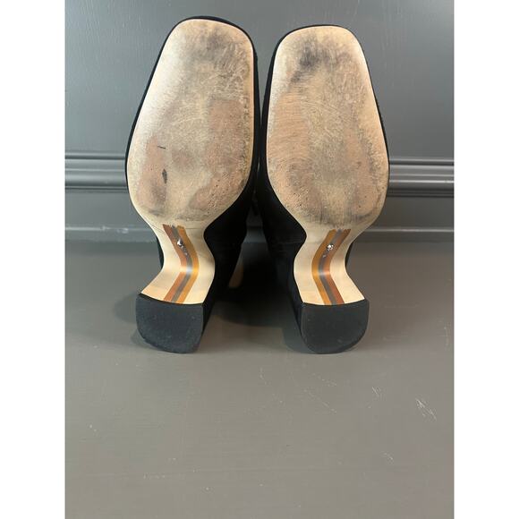 Sam Edelman black fawn suede ankle boots zipper block heel womens sz 7 glam - Picture 5 of 5